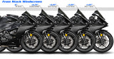 KAWASAKI ZX-6R 2024 SR SERIES, DOUBLE BUBBLE, SPORT TOURING, CORSA, MARC1 ZERO GRAVITY WINDSCREENS COMPARISON COLOR LIGHT SMOKE