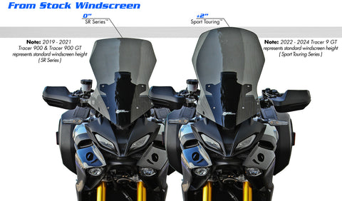 Yamaha Tracer Compare Front SR Series and Sport Touring Zero Gravity Windscreen
