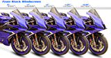 Comparison of Zero Gravity Yamaha R9 windscreens showing all styles side by side angled