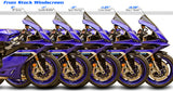 Comparison of Zero Gravity Yamaha R9 windscreens showing all styles side by side