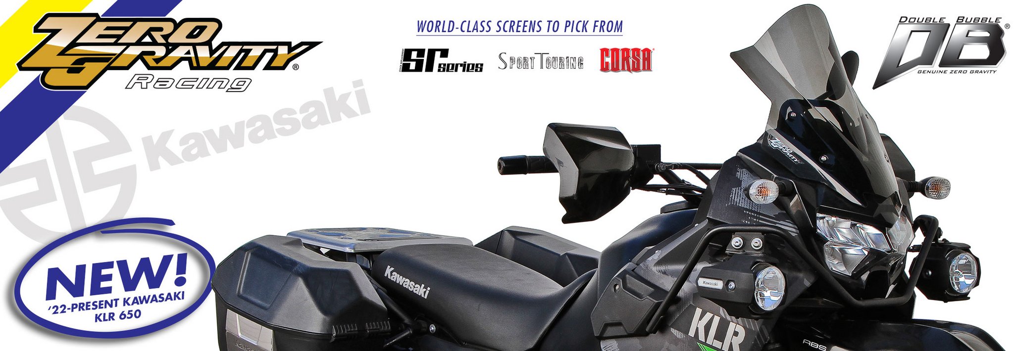 Kawasaki KLR 650 / S / Adventure / Traveler / ABS 2022-2024 | Zero Gravity Touring Motorcycle Windscreens